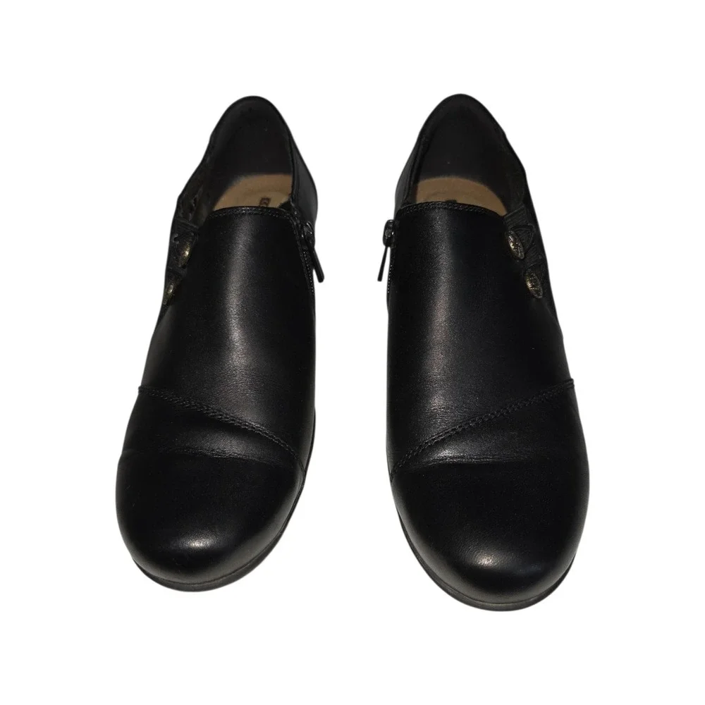 Clarks Emslie Warren Black Leather Shooties Ankle Boots Heels Womens 8M